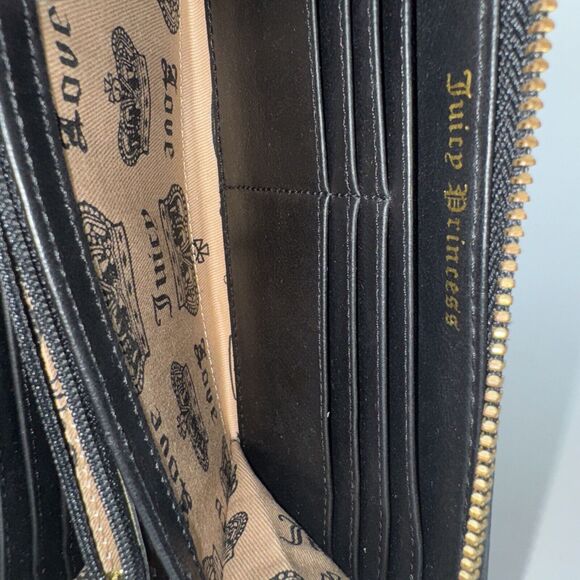 RARE NEW Y2K Original Juicy Couture Black Velour Scottie Dog Long Wallet 8" NWOT - Picture 6 of 12